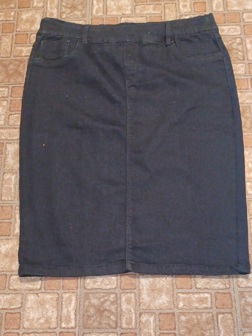 Classic Black Denim Pencil Skirt Pull On Skirt Size 12